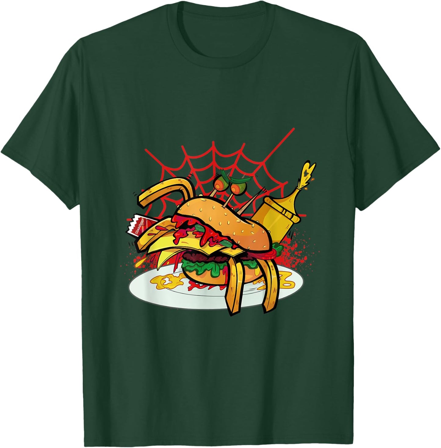Monster Spider Cheese Burger Food Cheese Burger T-Shirt - T-Shirt | Forest