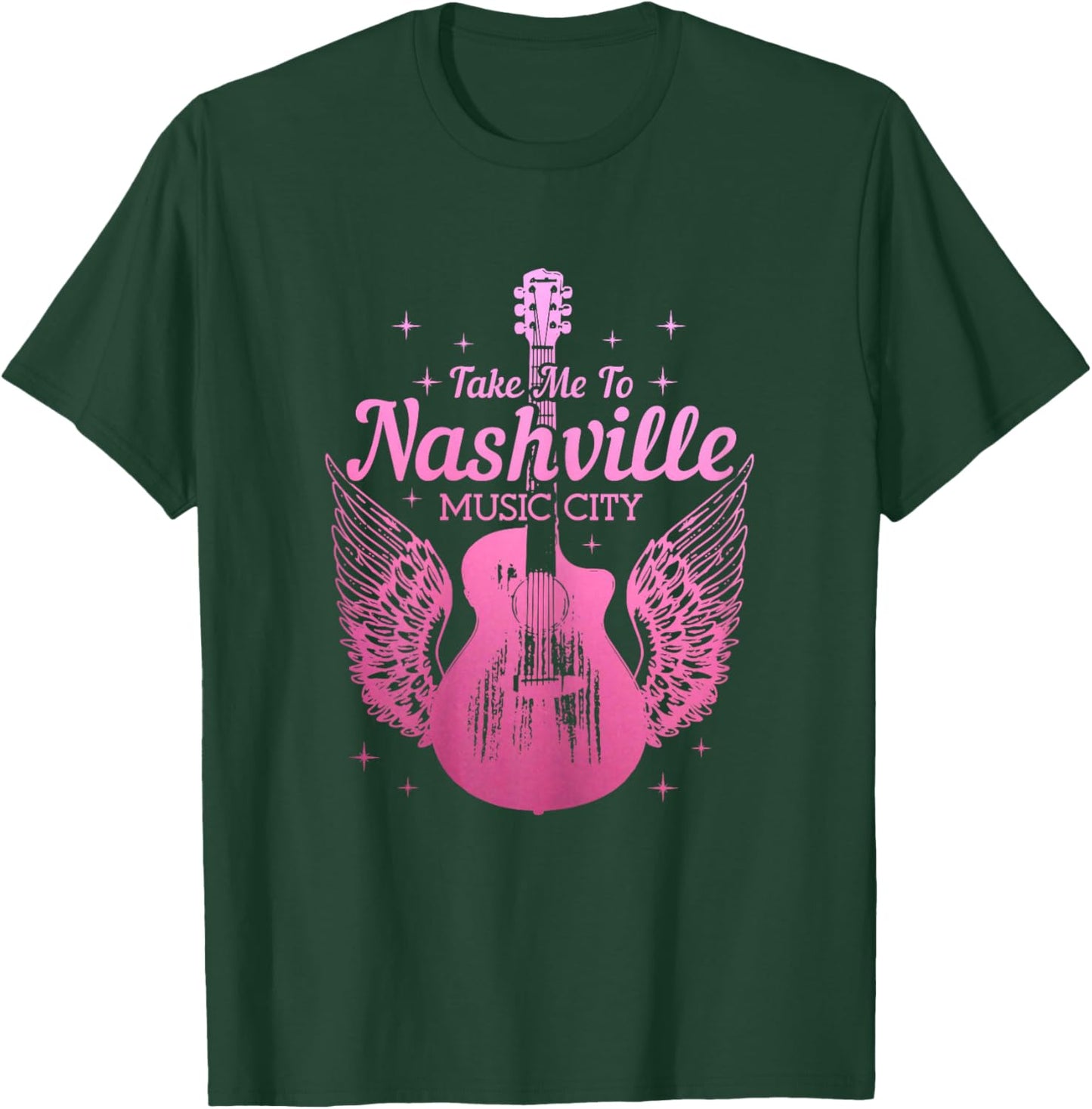 Nashville Guitar Wings Tennessee Vintage Country Music City T-Shirt - T-Shirt | Forest