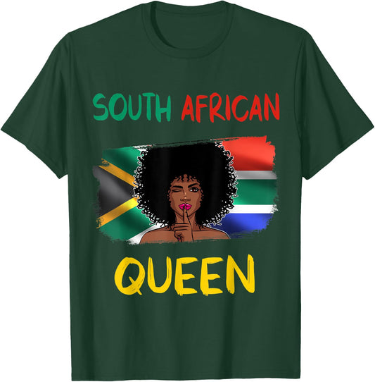 South African Queen South Africa Flag African Girl Pride T-Shirt - T-Shirt | Forest
