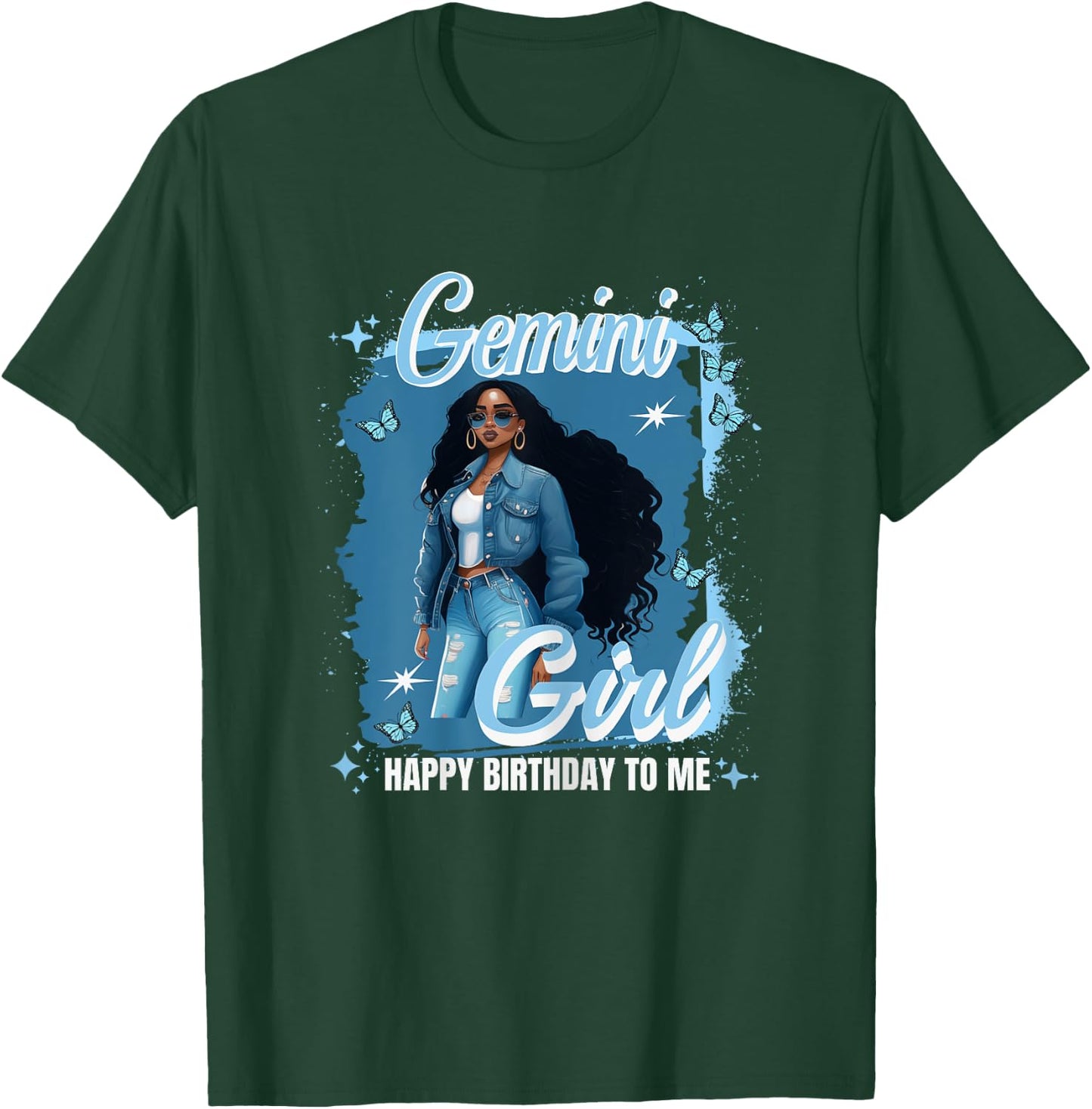 Gemini Girl Melanin Queen May Woman June Queen Birthday T-Shirt - T-Shirt | Forest
