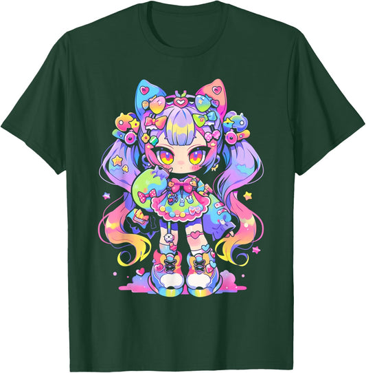 Kawaii Chibi Girl | Decora Fairy Kei Anime Manga Harajuku T-Shirt - T-Shirt | Forest
