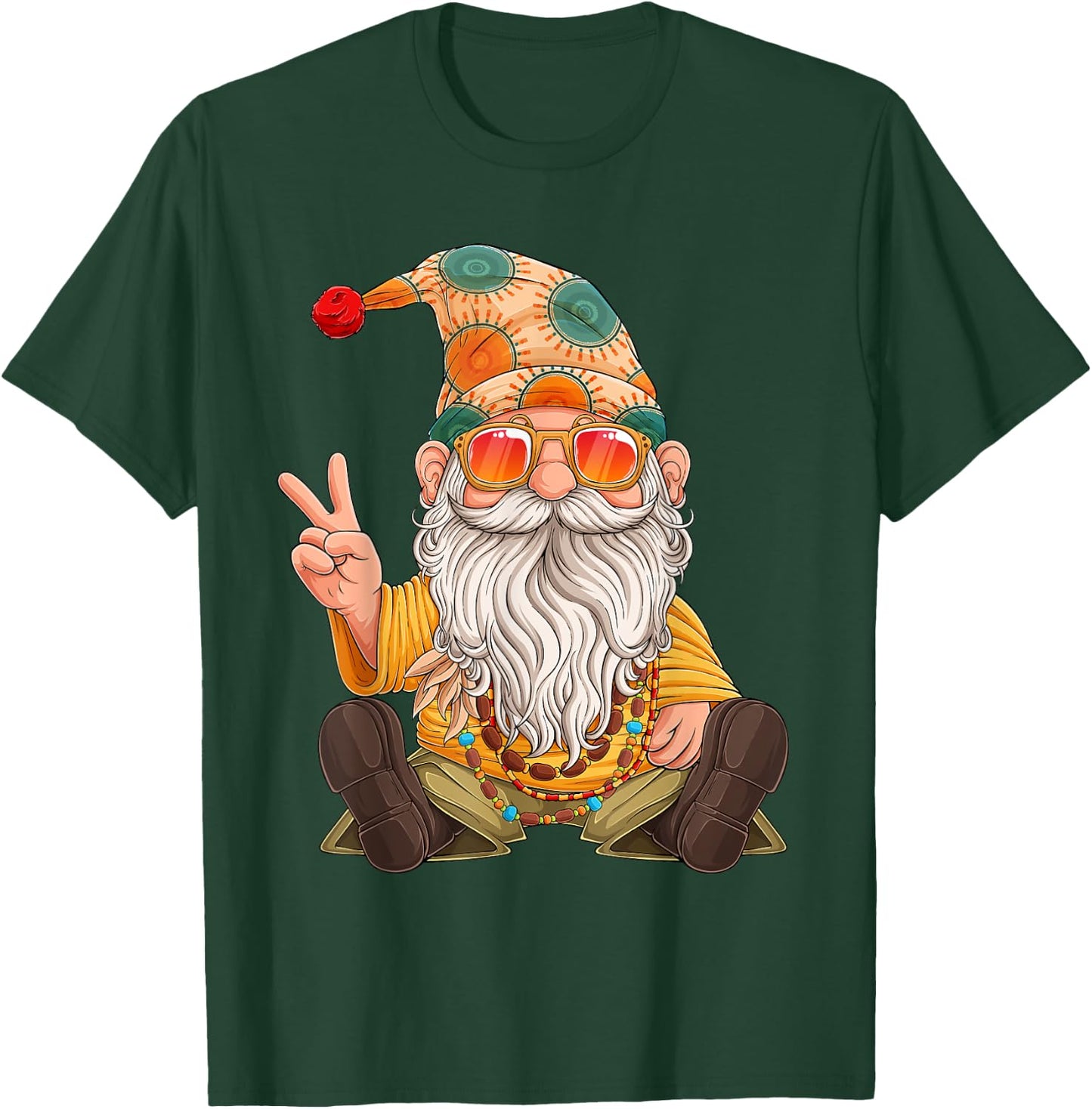 Funny Hippie Gnome Peace Sign Gnomes Lovers Men Women Kids T-Shirt - T-Shirt | Forest