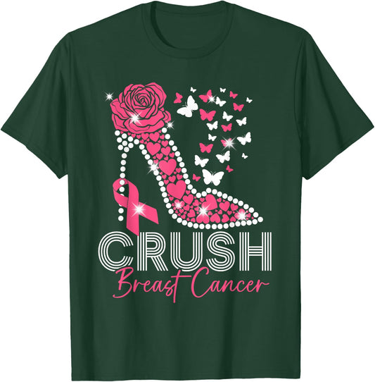 Crush Breast Cancer Awareness High Heels Pink Ribbon T-Shirt - T-Shirt | Forest