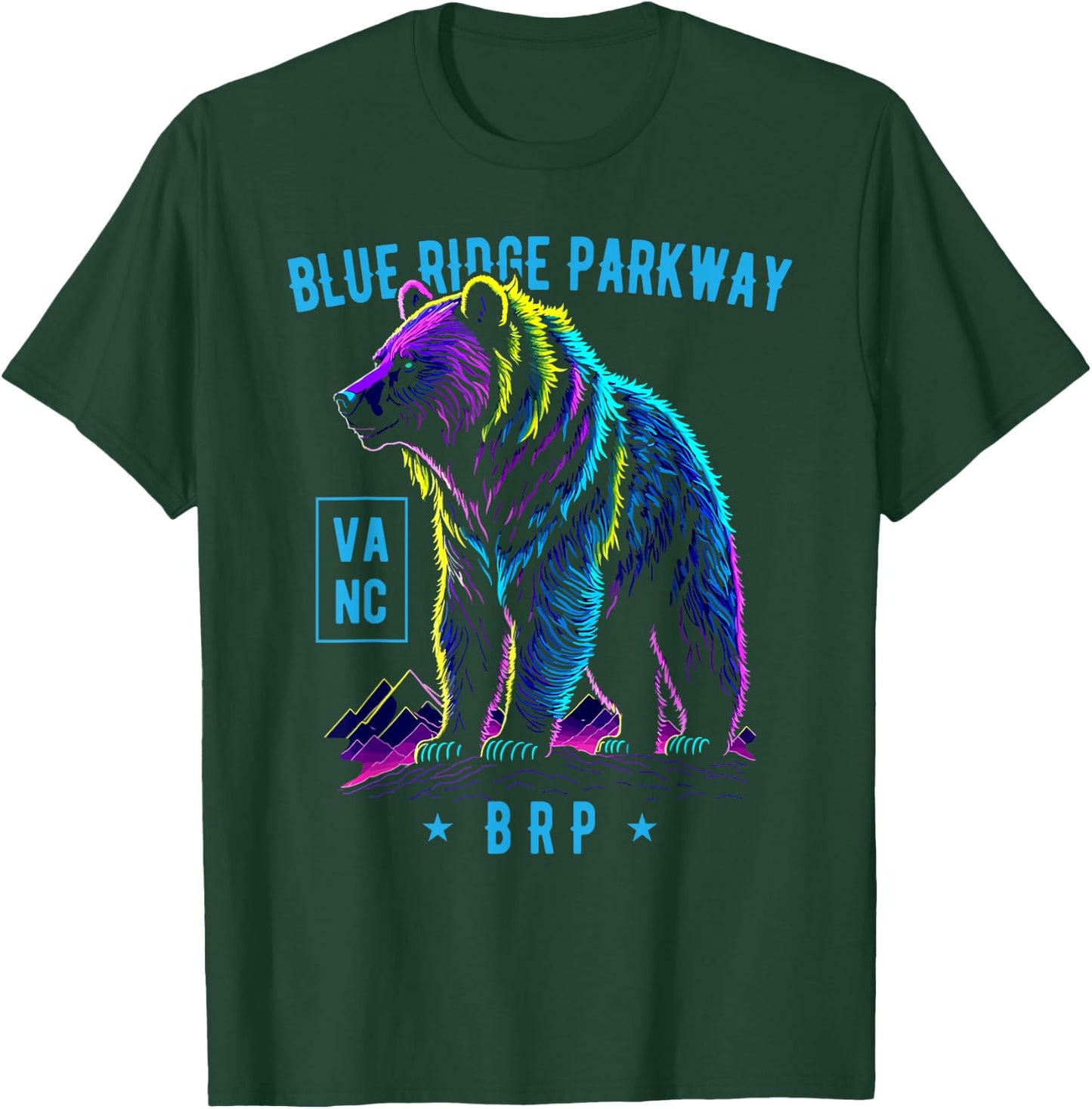 Blue Ridge Parkway NC VA BRP Bear Design T-Shirt - T-Shirt | Forest
