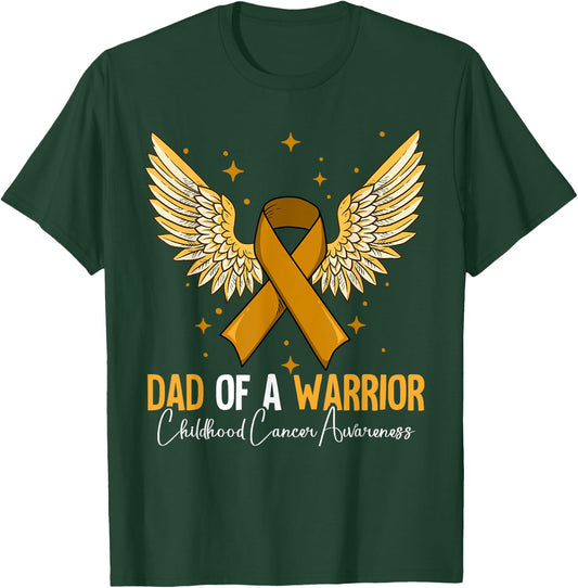 Dad Of A Warrior Childhood Cancer Awareness T-Shirt - T-Shirt | Forest