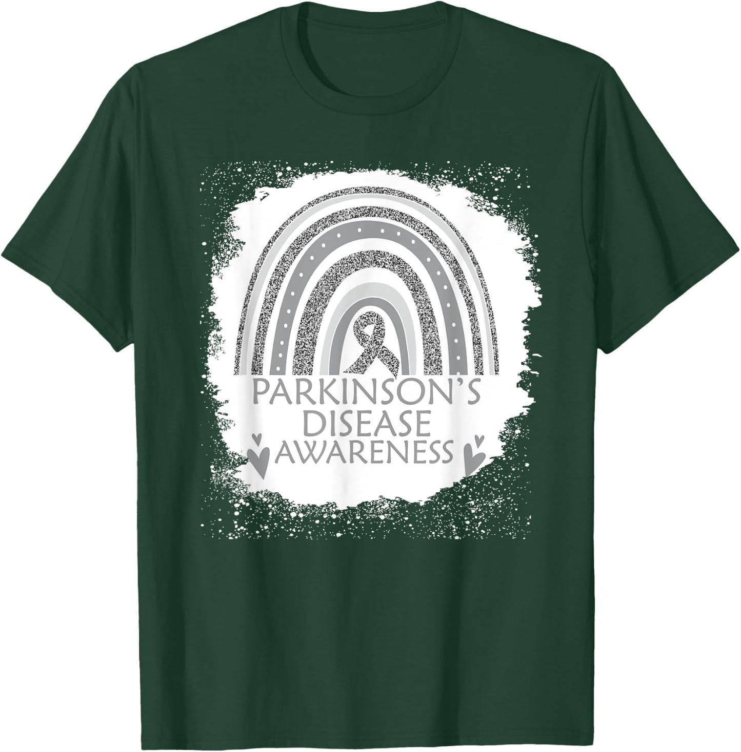 Parkinson's Disease Awareness Bleached Rainbow Gray Ribbon T-Shirt - T-Shirt | Forest