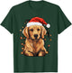 Golden Retriever Dog Christmas Lights Santa Hat Xmas Pajama T-Shirt - T-Shirt | Forest