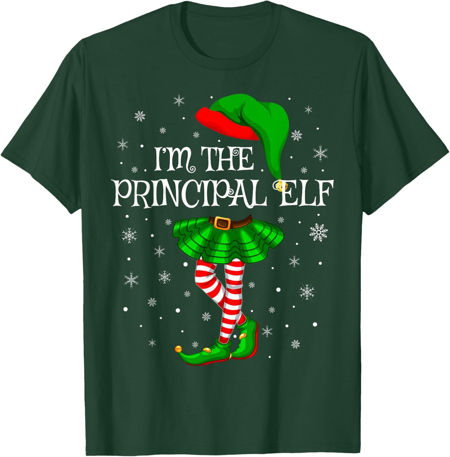 Principal Elf Christmas Matching Family Women Girls Elf T-Shirt - T-Shirt | Forest