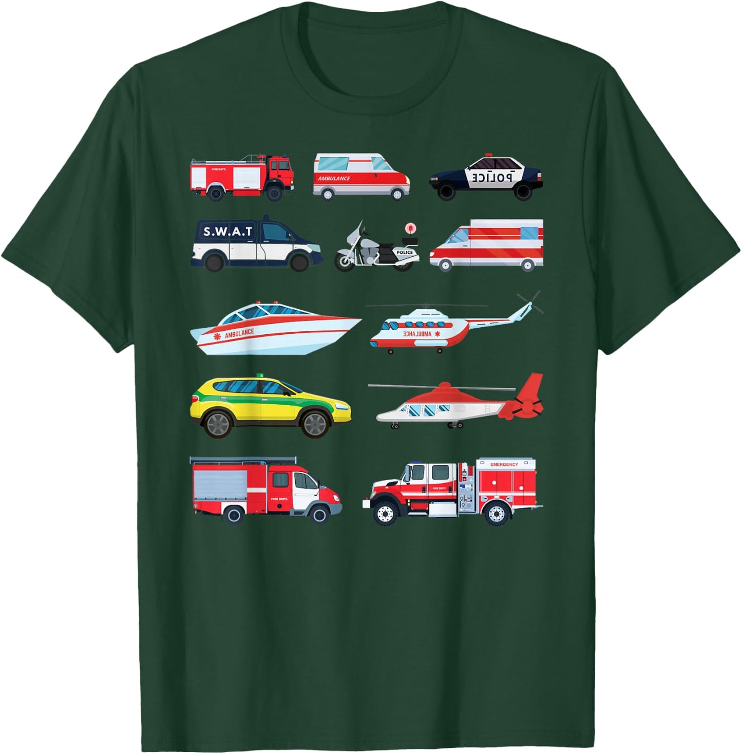 Emergency Vehicles, Emergency Boy and Girl T-Shirt - T-Shirt | Forest