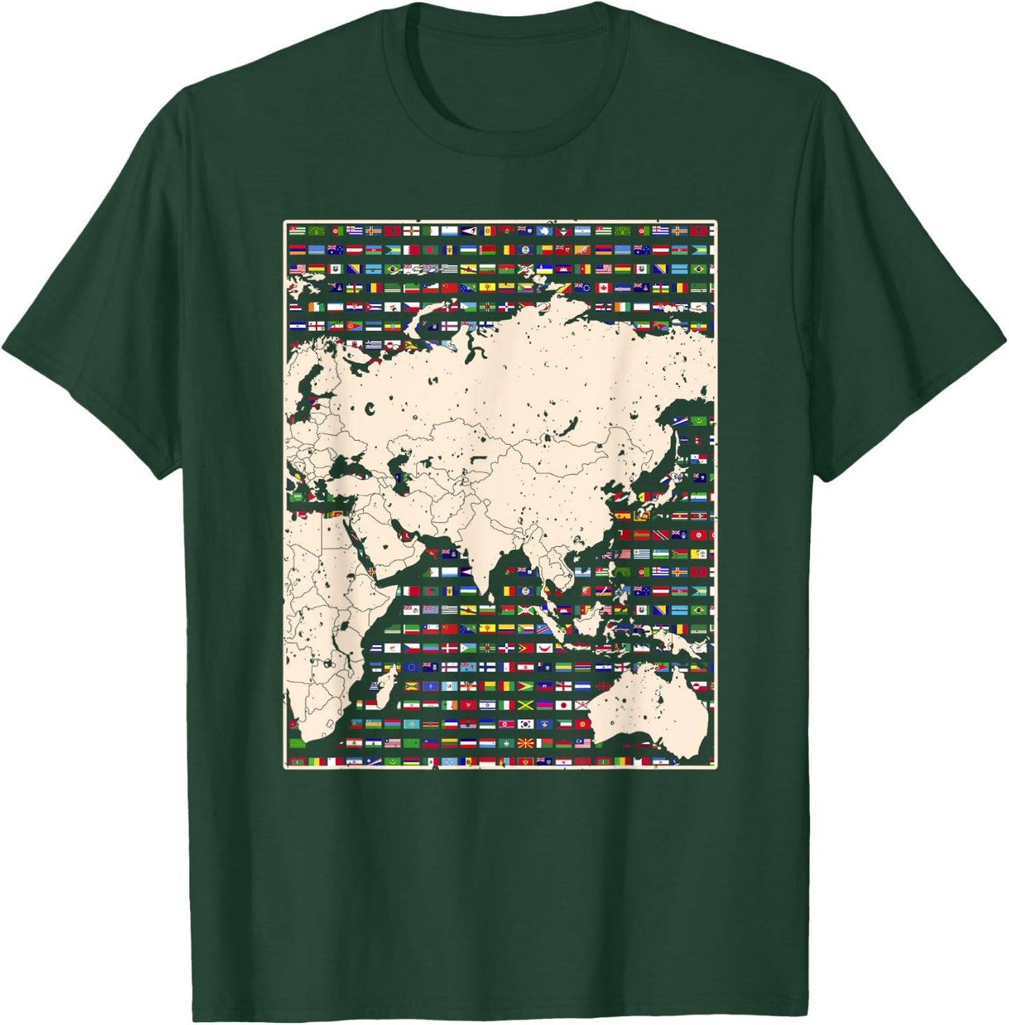 Country Flag Travelling World Map World Flags T-Shirt - T-Shirt | Forest