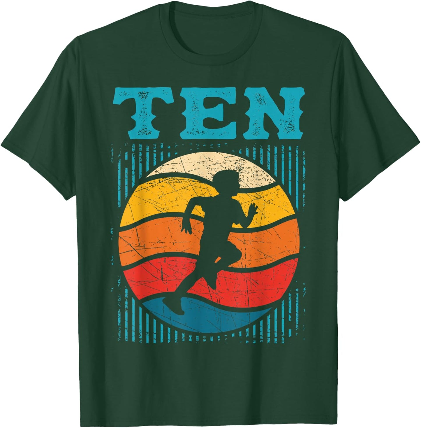 10th Birthday Retro Runner Jogging 10 Year Old Boys Kids T-Shirt - T-Shirt | Forest