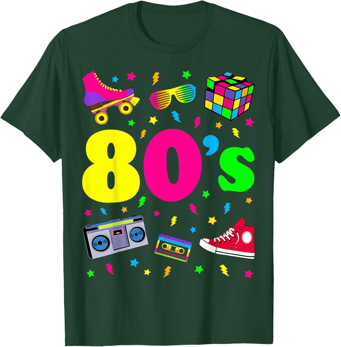 Retro Gifts Vintage 80s Costume Shirts - I Love The 80s - -Adults and Kids - Black - Small - - Short Sleeve - Party - Machine Wash T-Shirt - T-Shirt | Forest