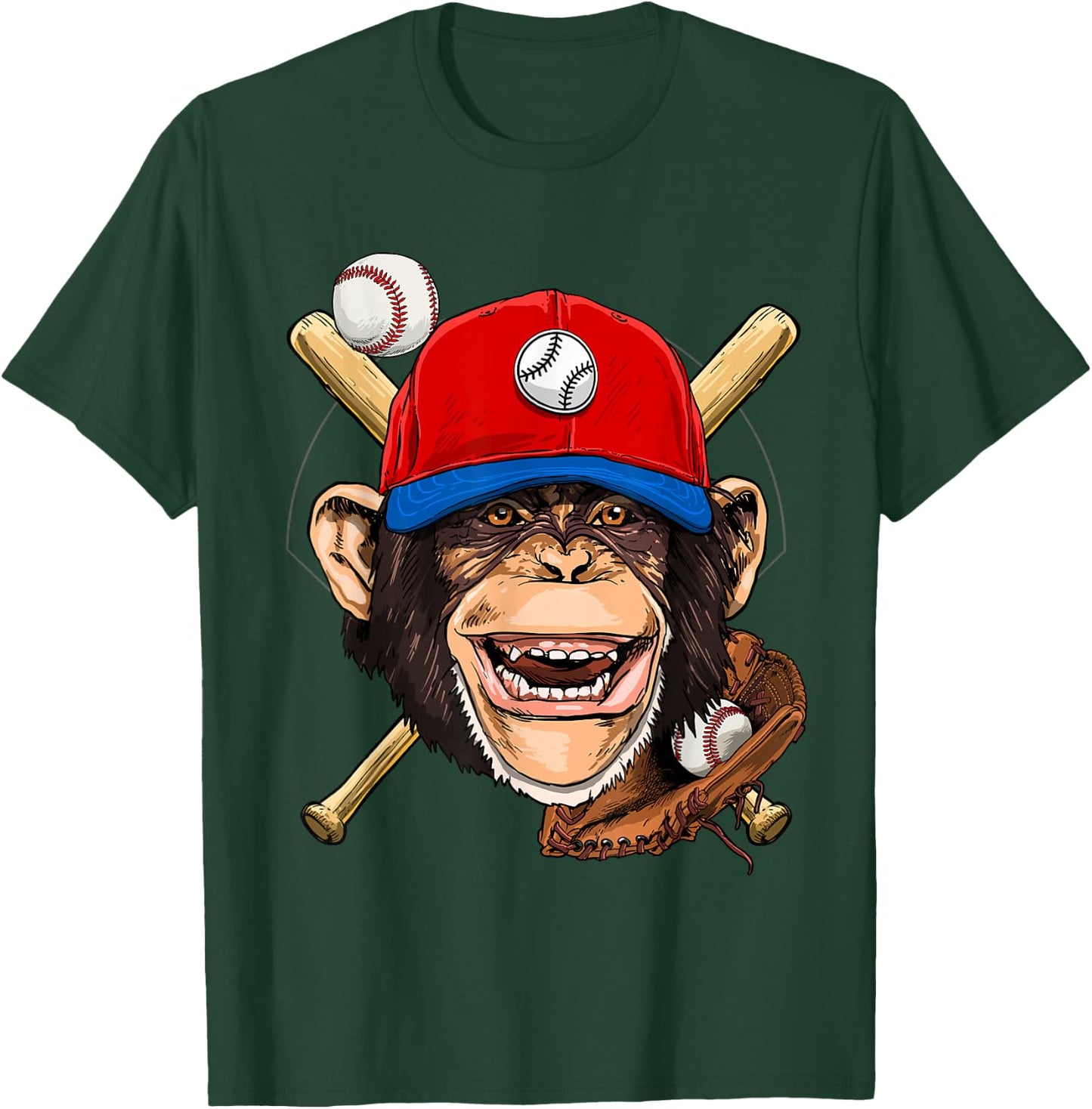 Monkey Baseball Monkey Lovers Baseball Player T-Shirt - T-Shirt | Forest
