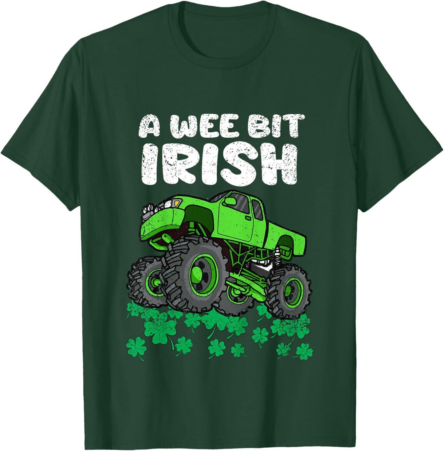 Kids St Patricks Day Boys Kids A Wee Bit Irish Monster Truck T-Shirt - T-Shirt | Forest