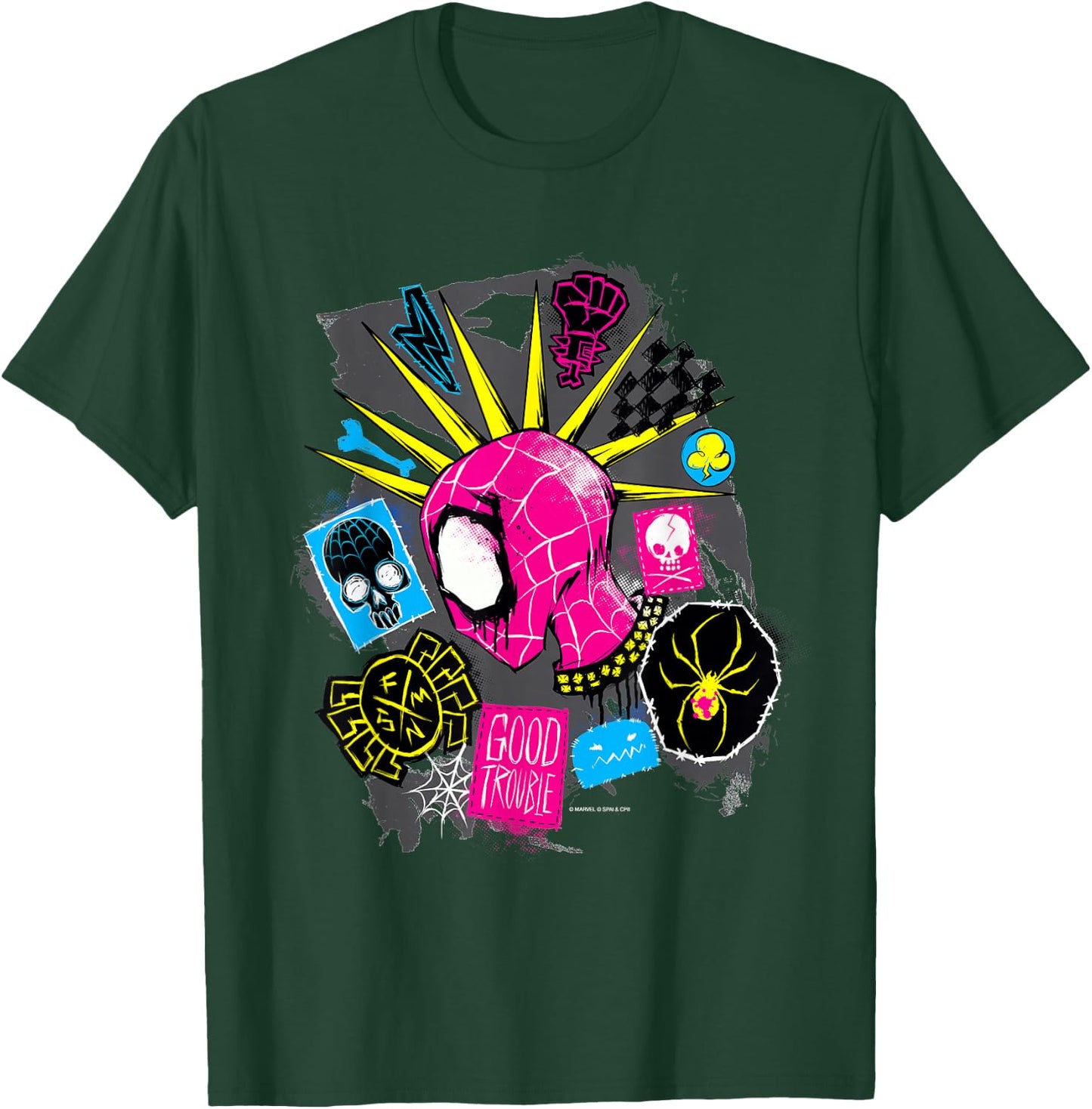 Marvel Spider-Man: Across The Spider-Verse Spider-Punk Head T-Shirt - T-Shirt | Forest