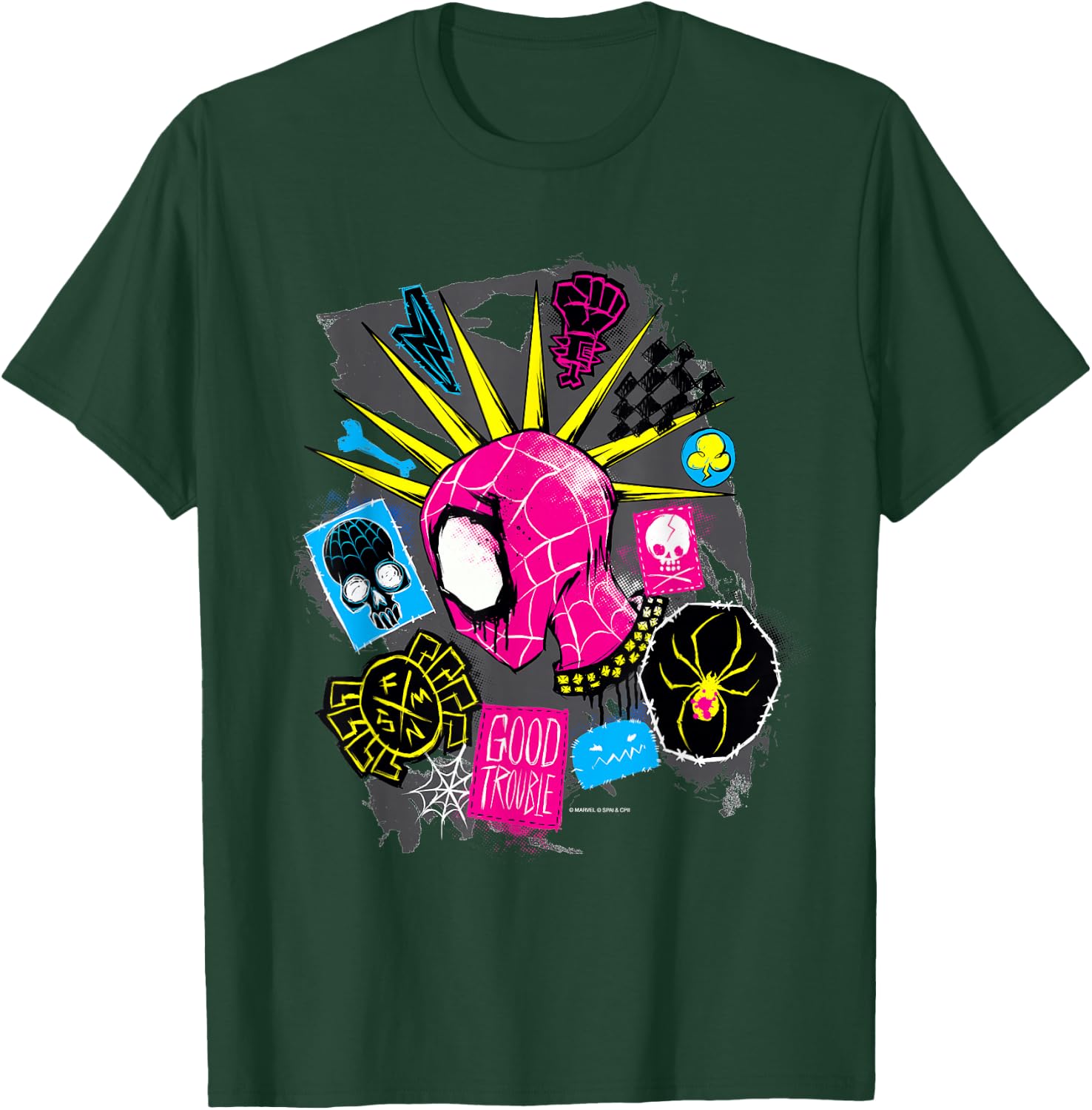 Marvel Spider-Man: Across The Spider-Verse Spider-Punk Head T-Shirt - T-Shirt | Forest