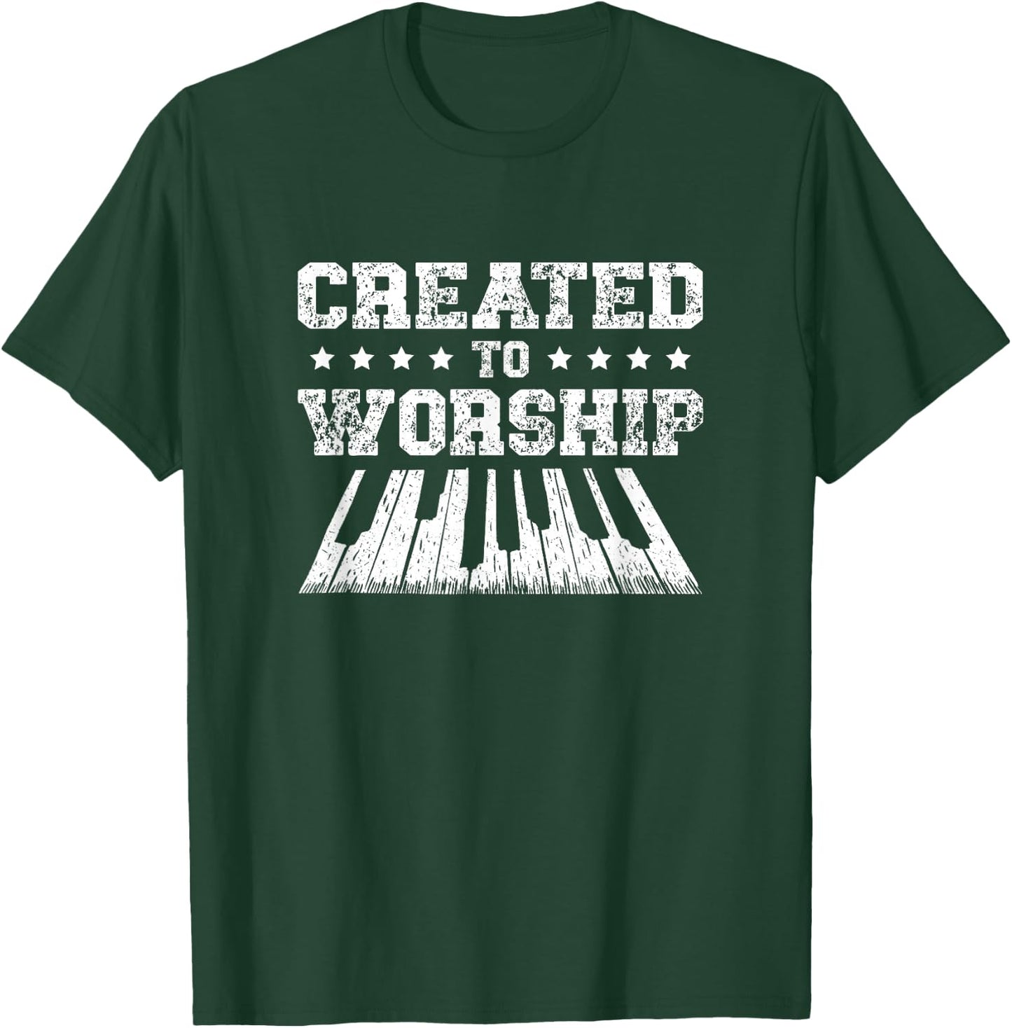 Created To Worship Piano Player Christian Believer T-Shirt - T-Shirt | Forest
