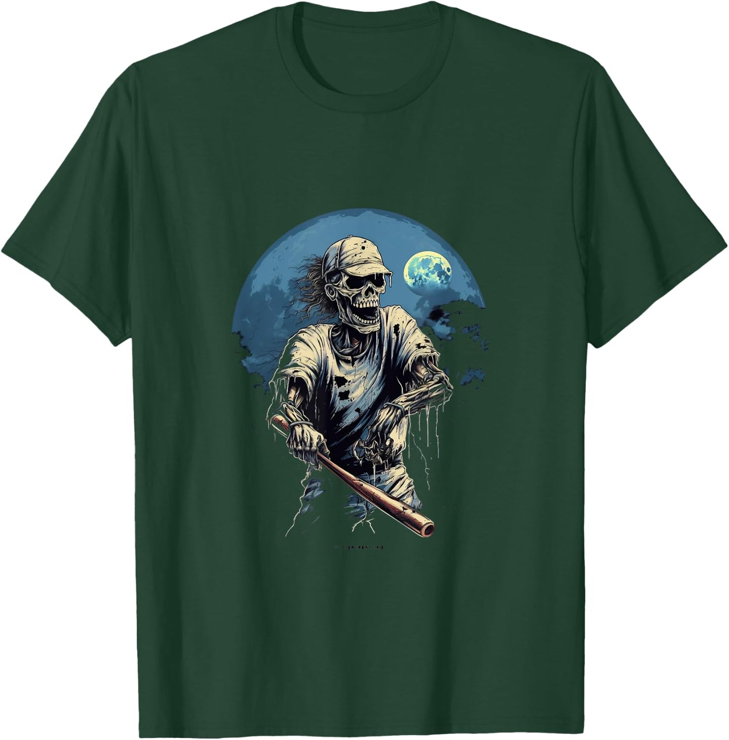 Zombie Playing Baseball Halloween Baseball Player T-Shirt - T-Shirt | Forest