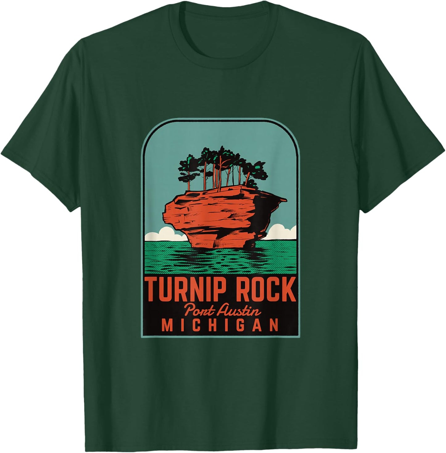 Turnip Rock Michigan Vintage Travel T-Shirt - T-Shirt | Forest