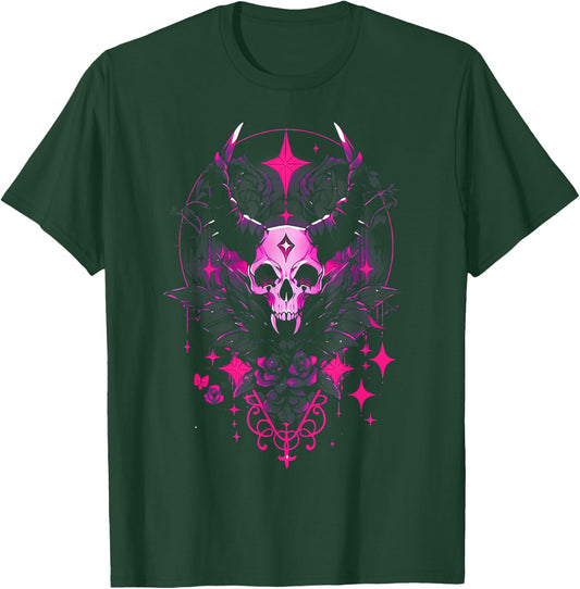 Pastel Goth Creepy Cute Yami Kawaii Spooky Gothic Skull T-Shirt - T-Shirt | Forest