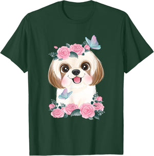 Spring Floral Shih Tzu - Dog Trainer Animal Breeder Canine Men Women Kids T-Shirt - T-Shirt | Forest