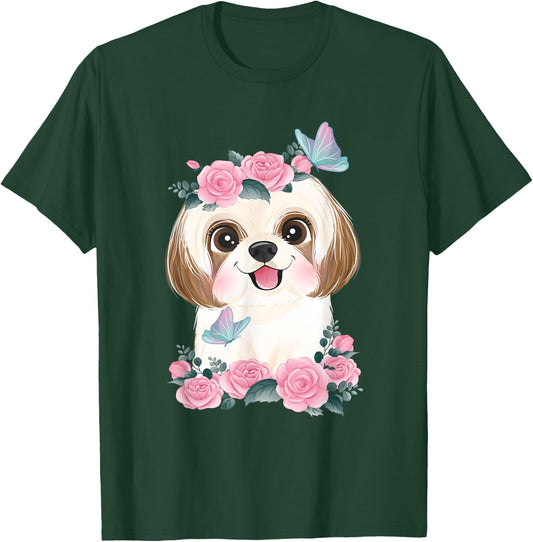 Spring Floral Shih Tzu - Dog Trainer Animal Breeder Canine Men Women Kids T-Shirt - T-Shirt | Forest