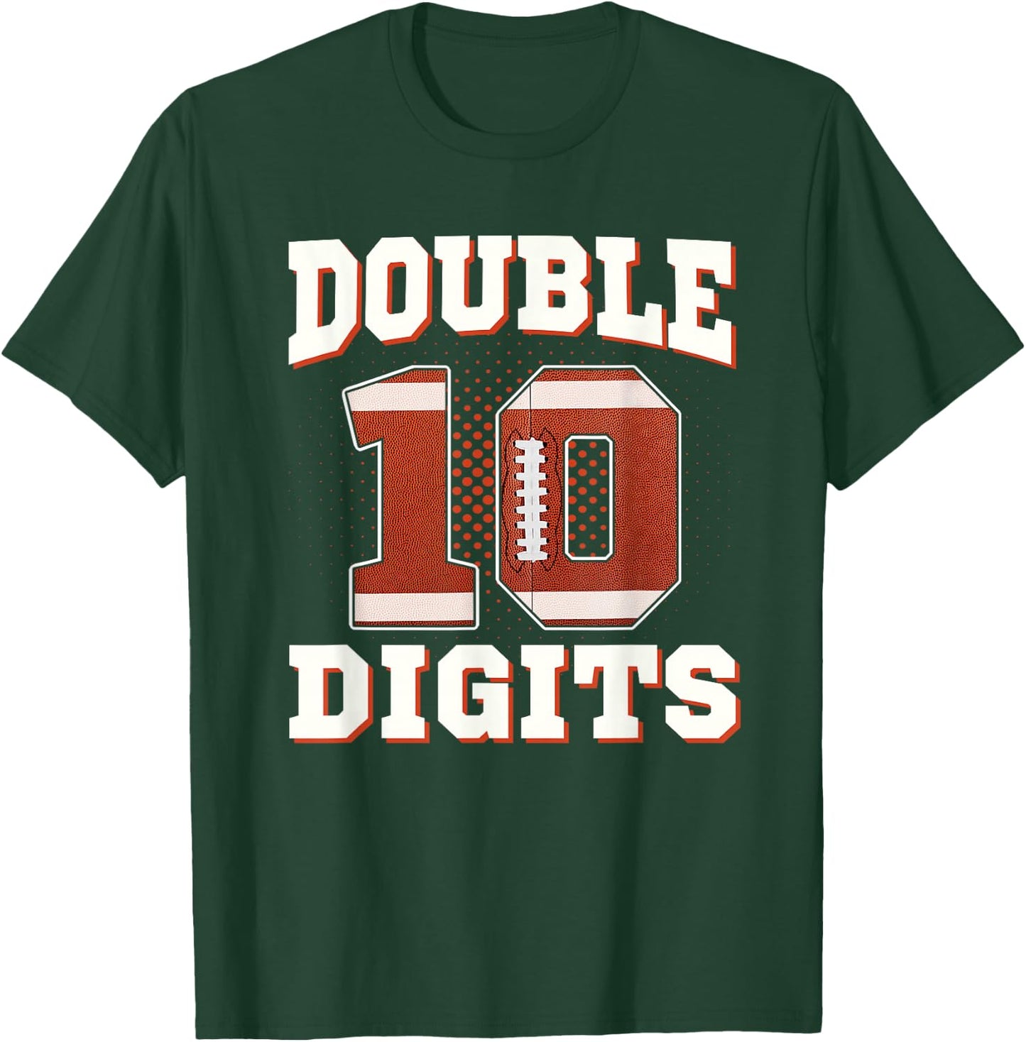 Double Digits Birthday Decorations Boy 10 Football 10th Bday T-Shirt - T-Shirt | Forest