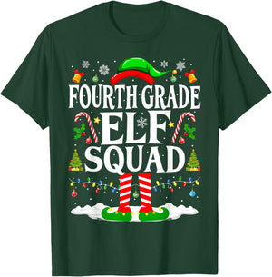 4th Grade Elf Squad Xmas Funny Christmas Fourth Grade Elf T-Shirt - T-Shirt | Forest
