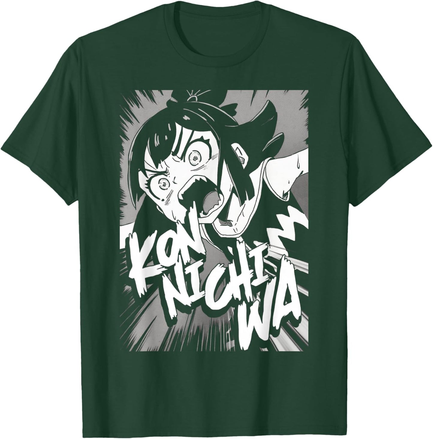 Konnichiwa こんにちは Japanese Punk Goth Grunge Anime Manga Panel T-Shirt - T-Shirt | Forest