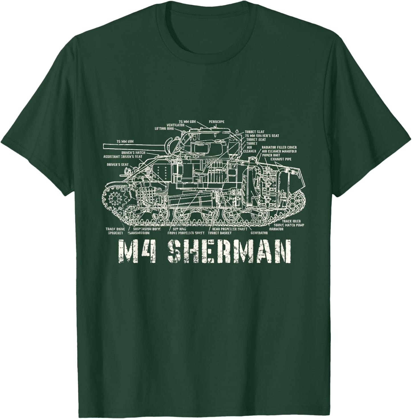 M4 Sherman WWII Army Tank Military T-Shirt - T-Shirt | Forest