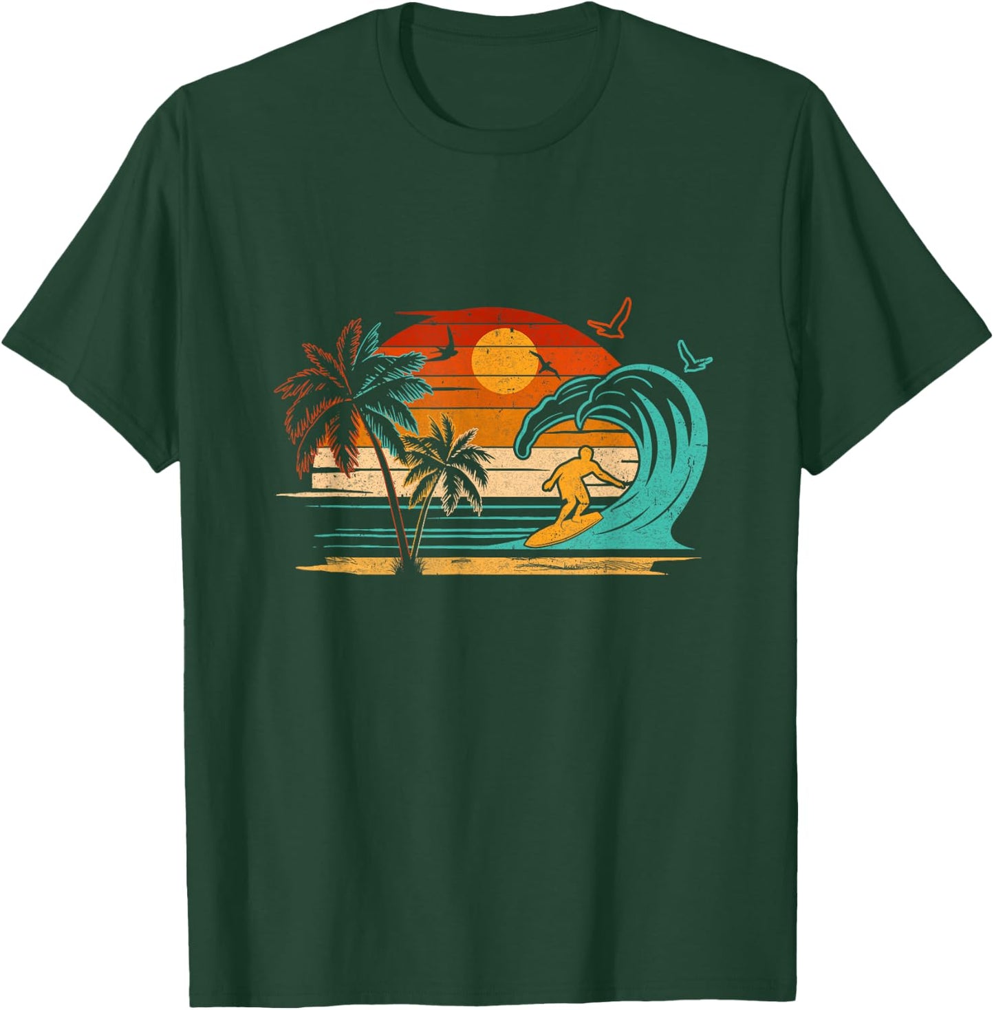 Vintage Surfer Retro Surfing Beach Surf T-Shirt - T-Shirt | Forest