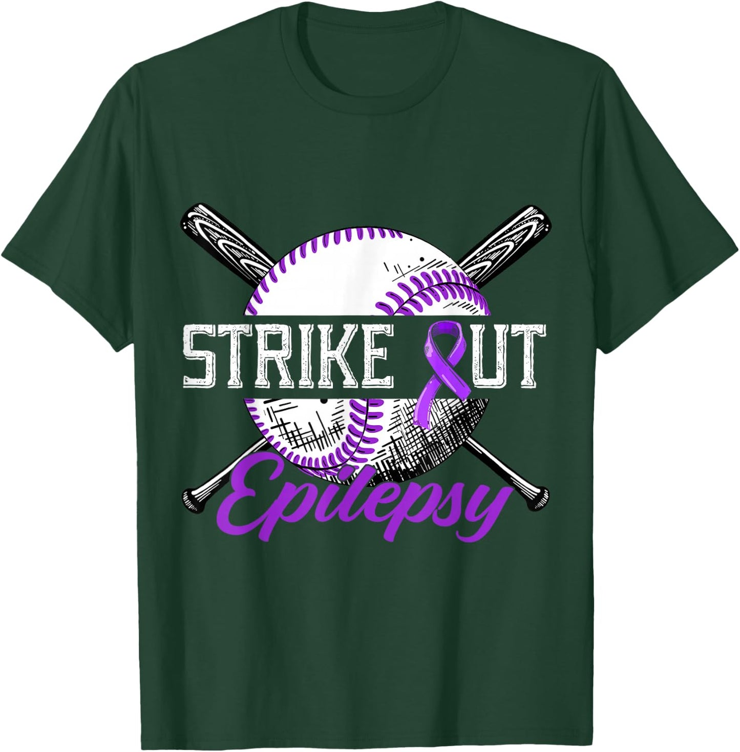 Strike Out Epilepsy Purple Baseball Epilepsy Awareness Month T-Shirt - T-Shirt | Forest