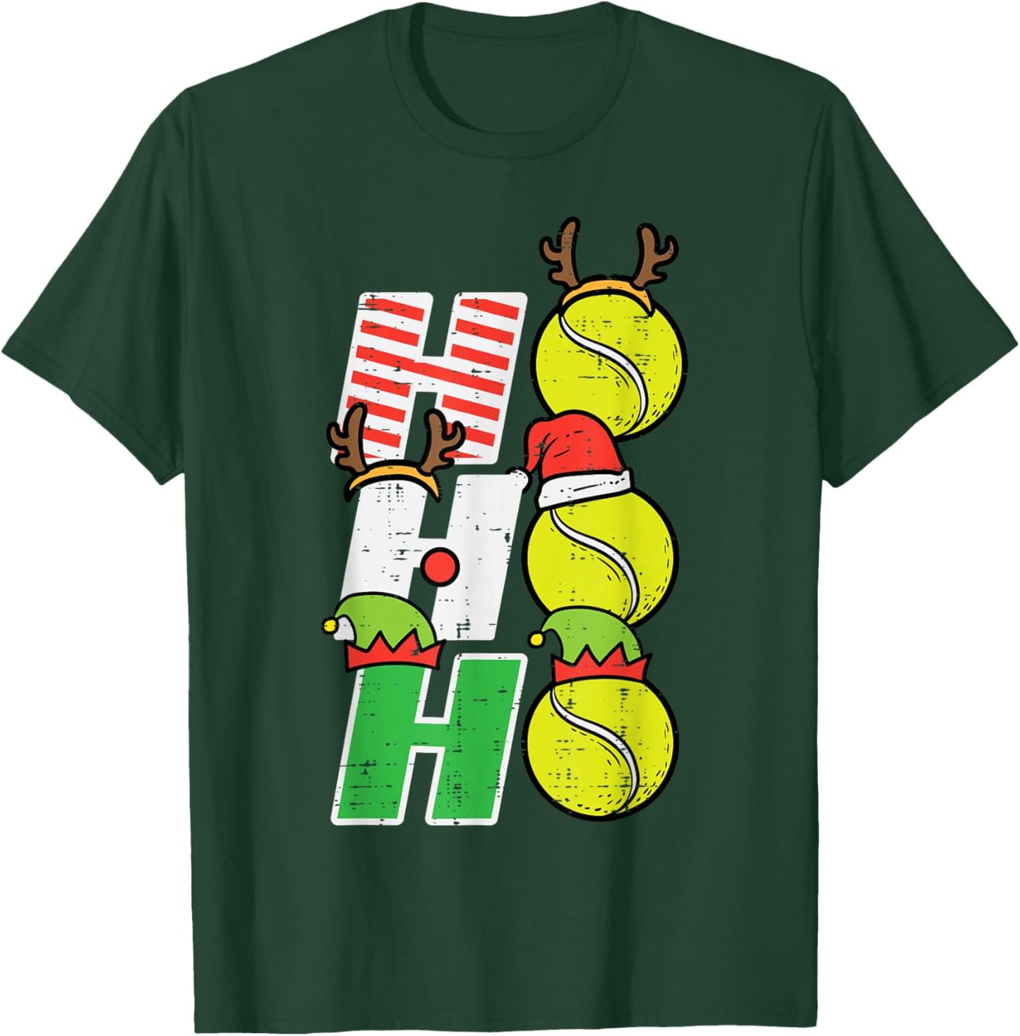 Christmas Tennis Ho Ho Ho Funny Xmas Sports Men Women Kids T-Shirt - T-Shirt | Forest