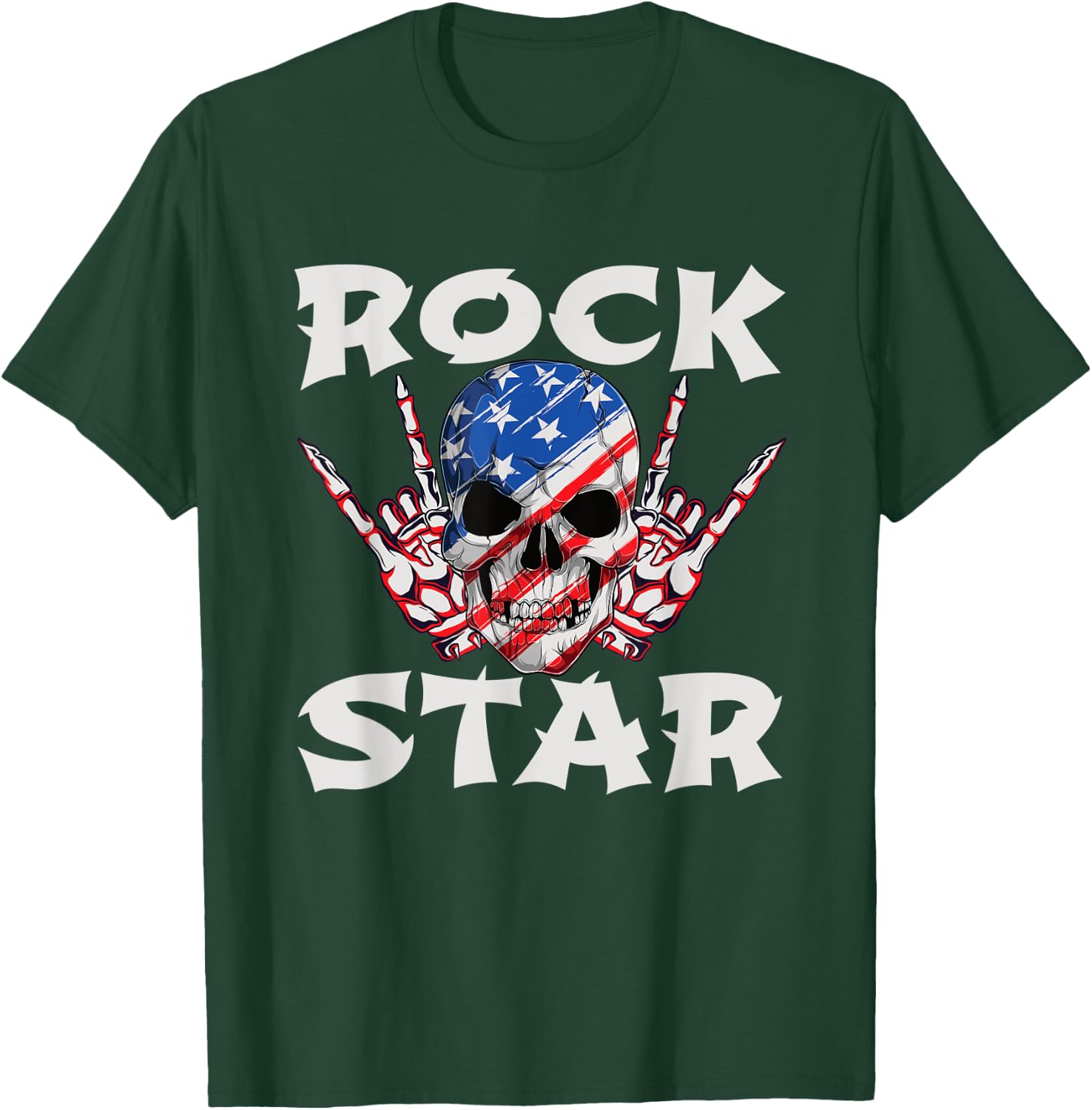 Retro 80s Music Rock Star Skull T-Shirt - T-Shirt | Forest