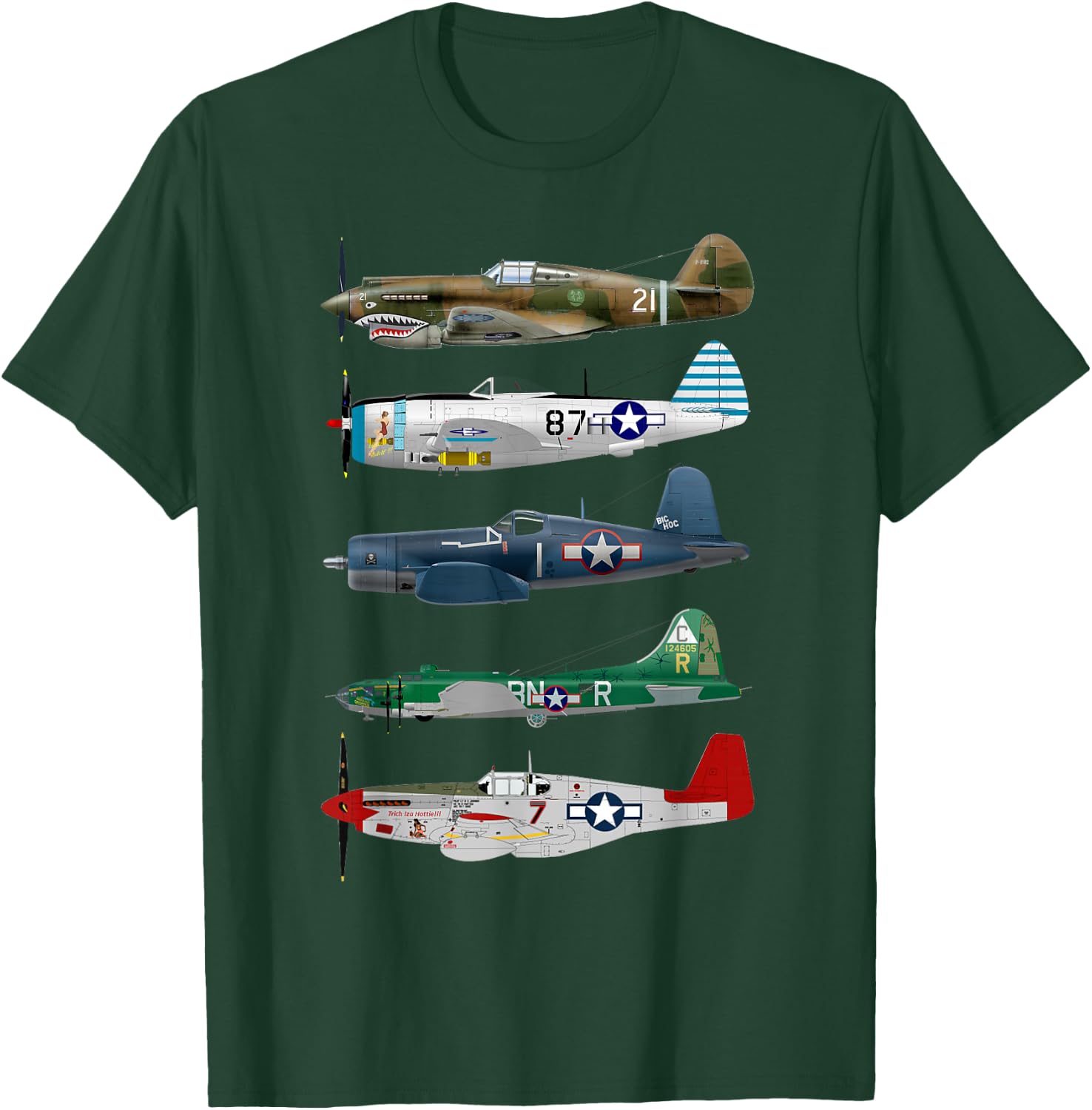 WW2 Planes Warbirds Warplanes T-Shirt - T-Shirt | Forest