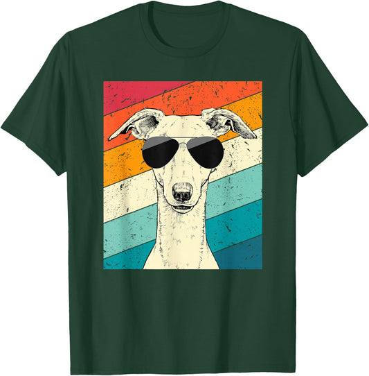 Retro Vintage Whippet with Sunglasses Dog Lovers T-Shirt - T-Shirt | Forest