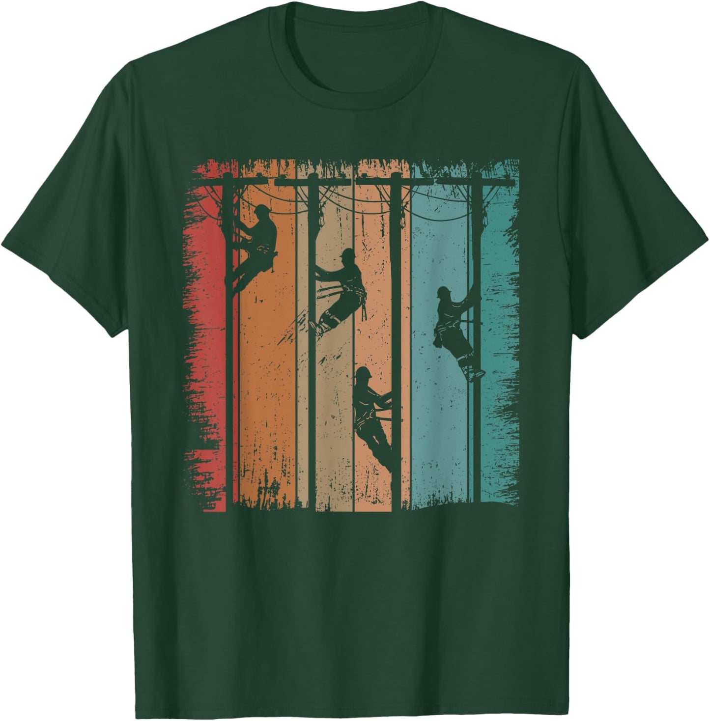 Vintage Lineman Father Retro Electric Cable Lineman T-Shirt - T-Shirt | Forest