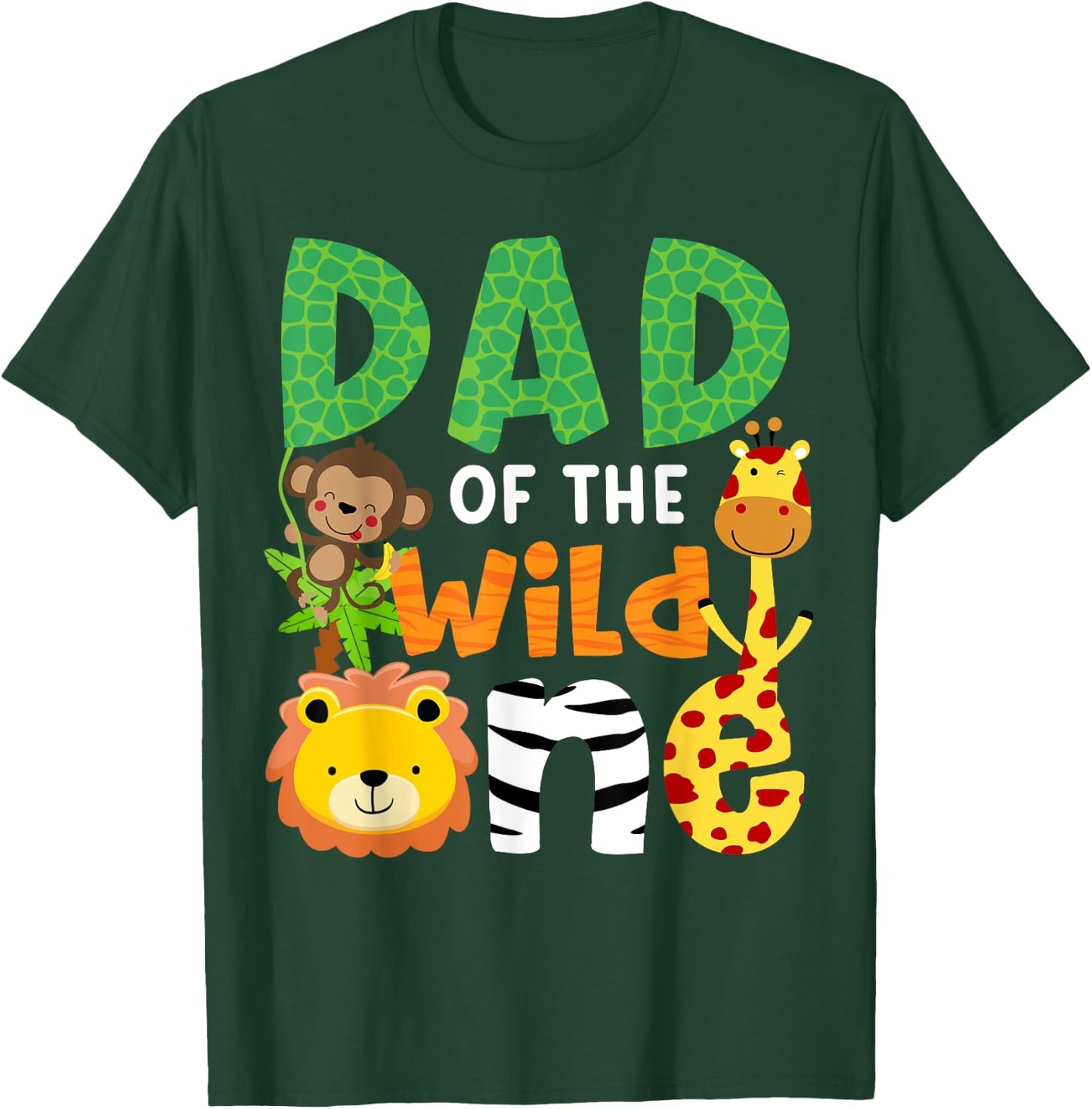 Dad of the Wild One Zoo Theme Birthday Safari Jungle Animals T-Shirt - T-Shirt | Forest