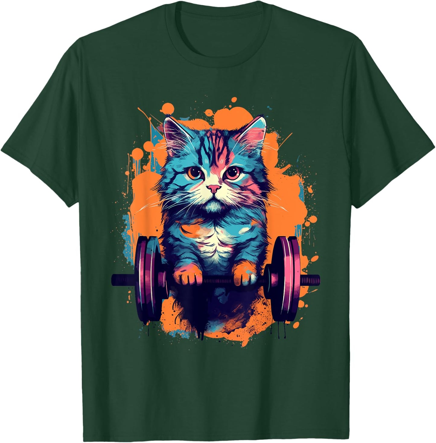 Gym, Workout or Fitness Gift Funny Cat in a Gym Women T-Shirt - T-Shirt | Forest