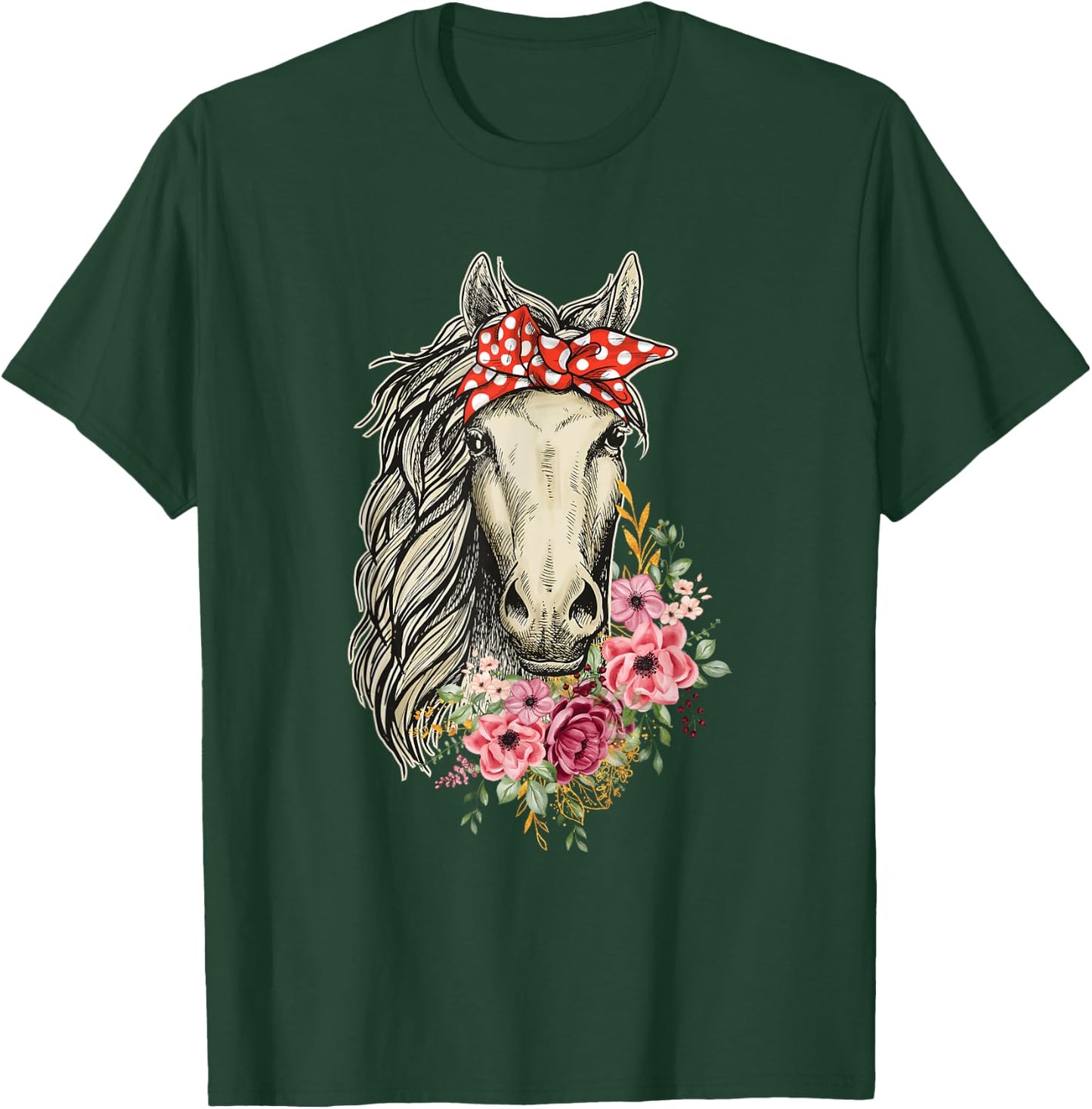 Horse Bandana - Horses Animal Horseman Horseback Equestrian T-Shirt - T-Shirt | Forest