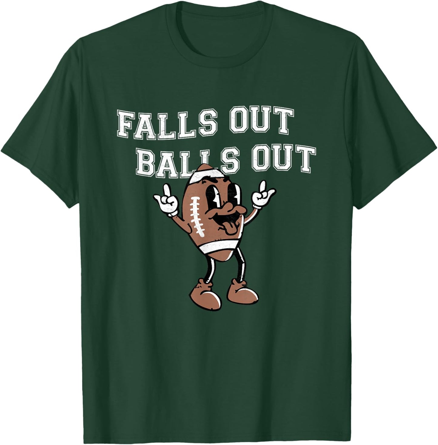 Retro Falls Out Balls Out Football Lover Thanksgiving Outfit T-Shirt - T-Shirt | Forest