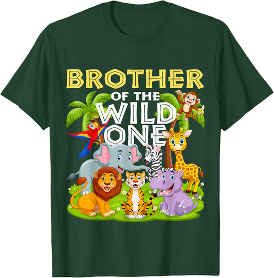 Brother Of The Wild One Birthday Zoo Animal Safari Jungle T-Shirt - T-Shirt | Forest
