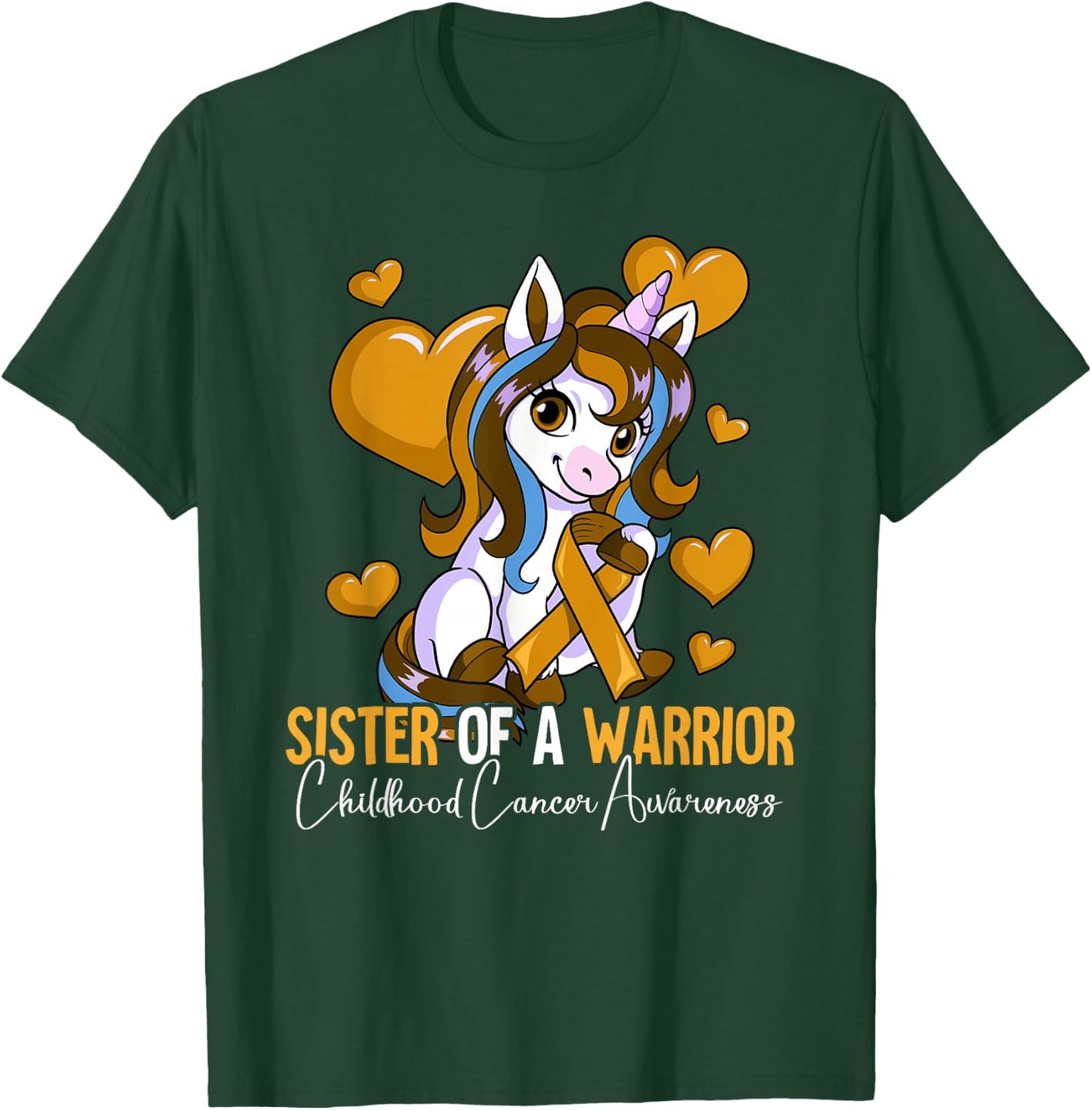 Sister Of A Warrior Childhood Cancer Awareness T-Shirt - T-Shirt | Forest