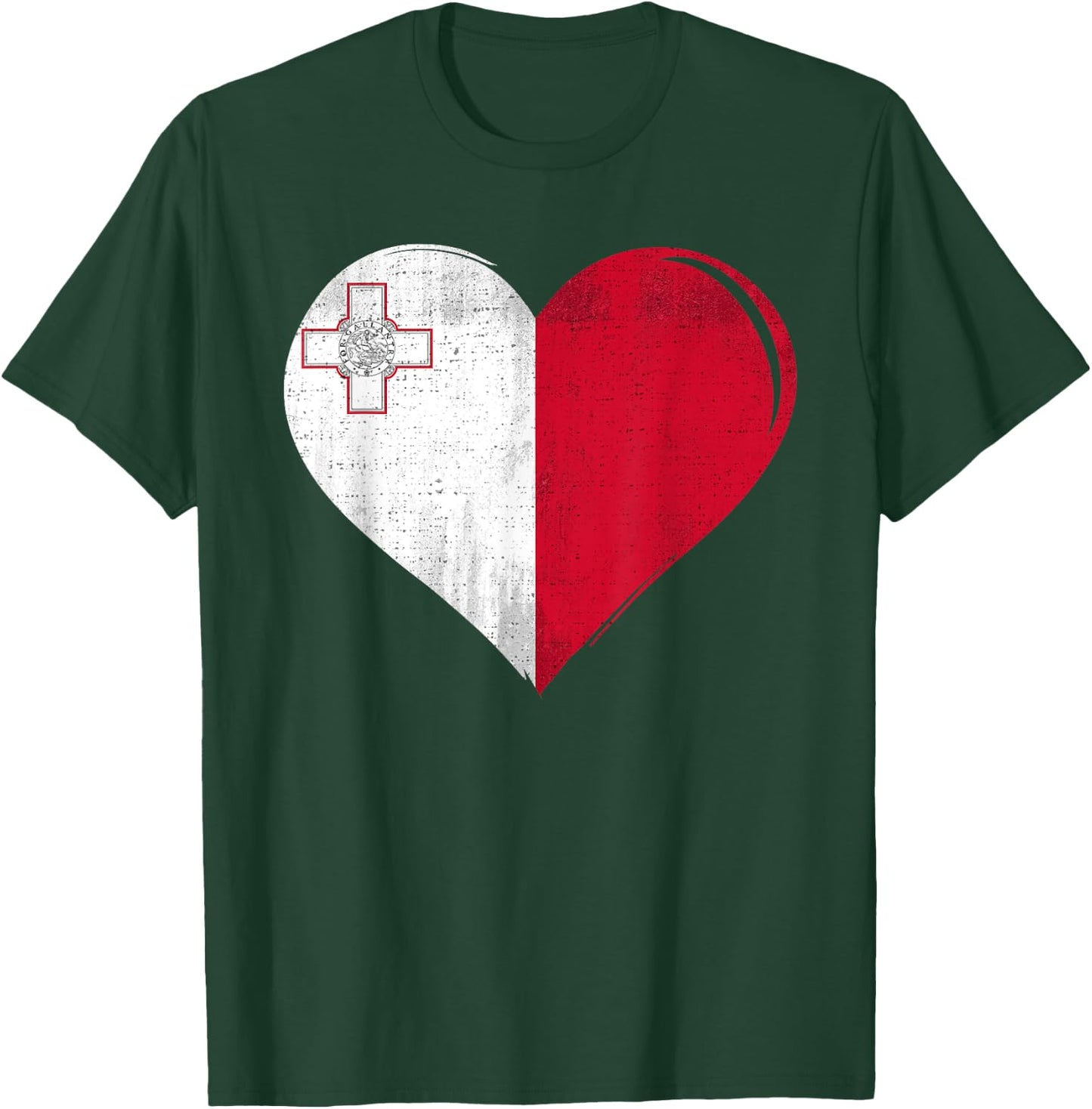 Vintage Malta Flag Heart For Maltese T-Shirt - T-Shirt | Forest