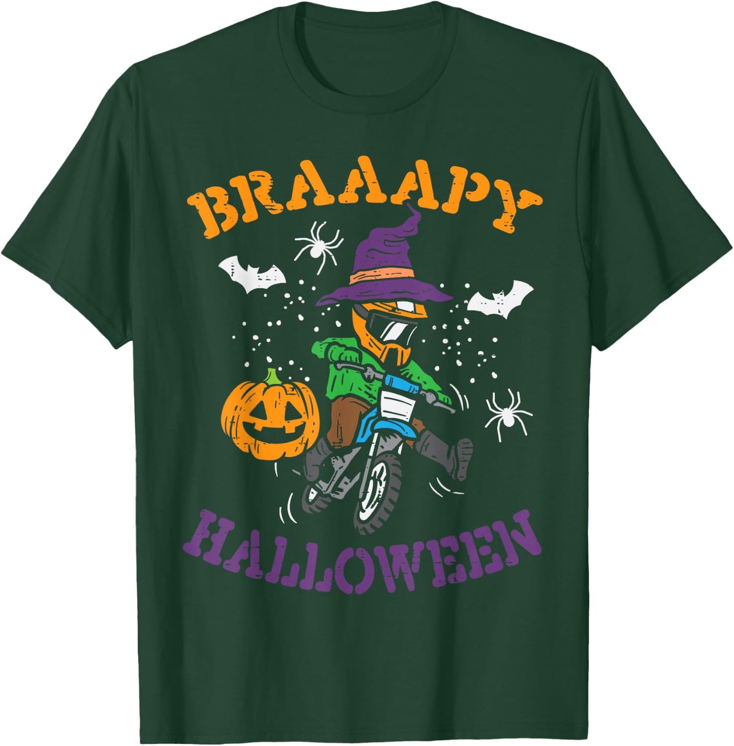 Motocross Braaapy Halloween Costume Dirt Bike Boys Kids T-Shirt - T-Shirt | Forest