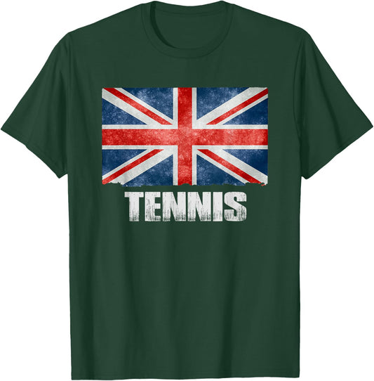 Great Britain UK Flag Tennis - Patriotic UK Tennis Gift Kids Men T-Shirt - T-Shirt | Forest