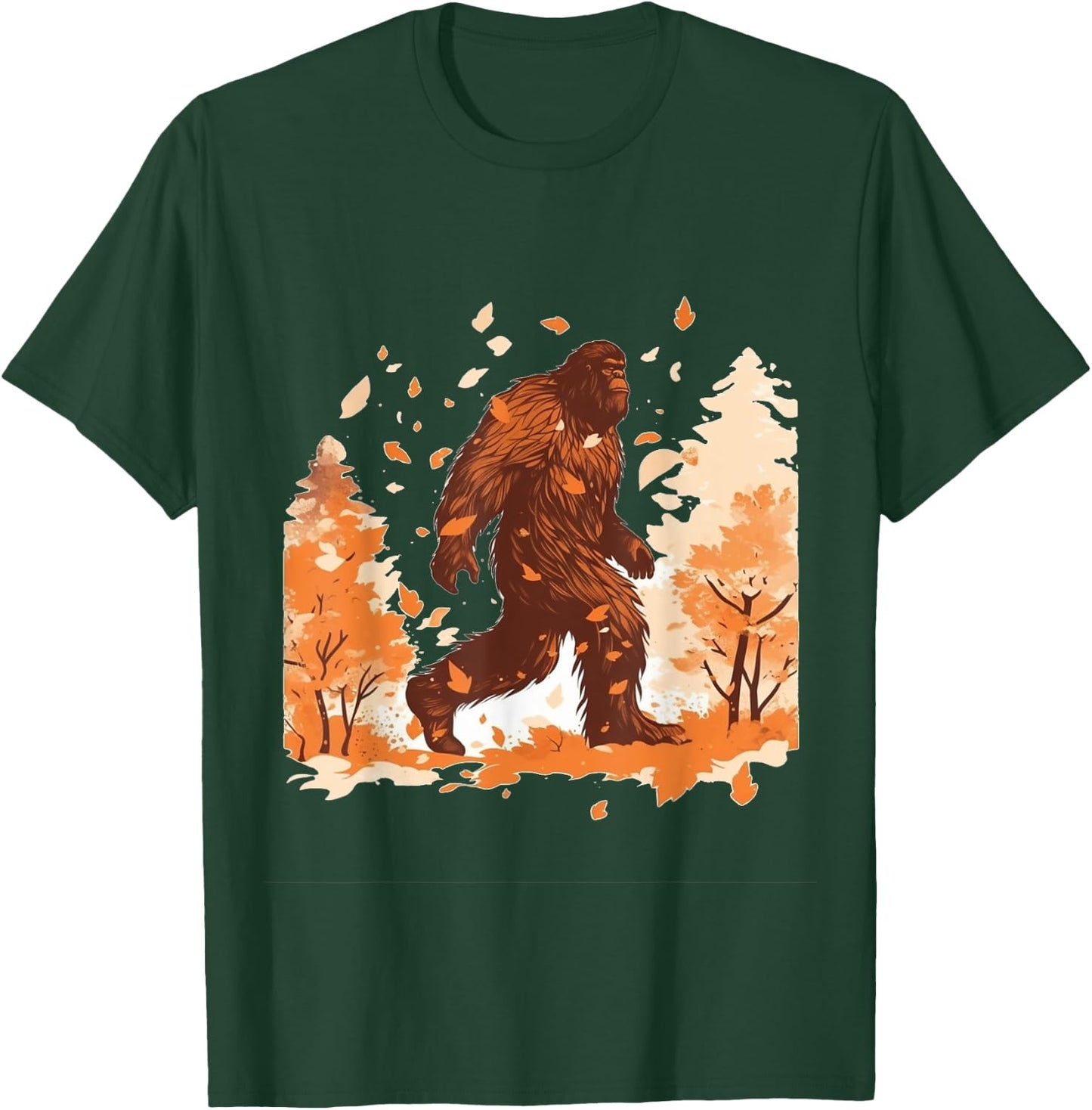 Bigfoot Fall Leaves Thanksgiving Day Sasquatch Autumn T-Shirt - T-Shirt | Forest