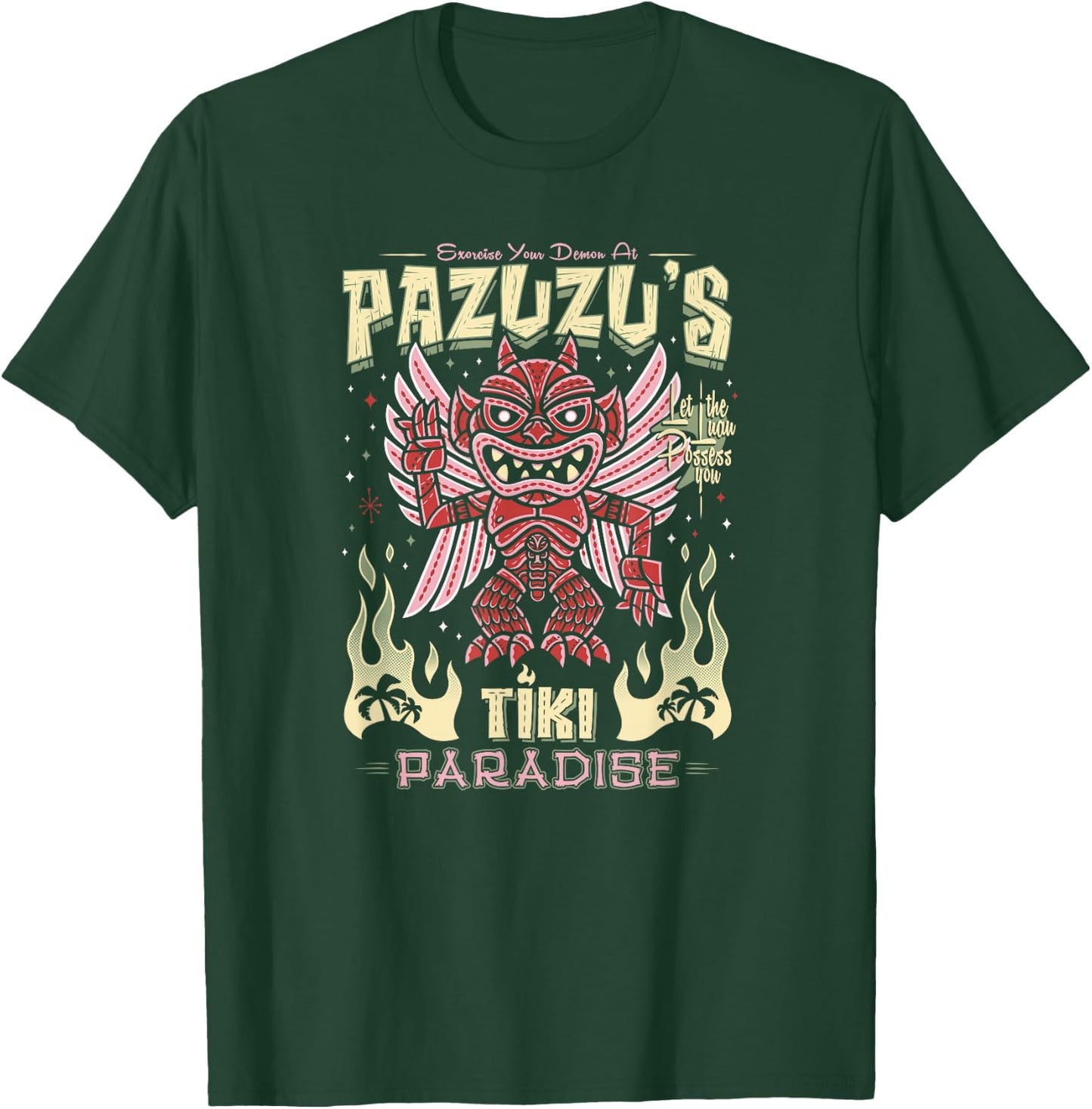 Pazuzu Tiki Bar - Creepy Cute Exorcist Demon - Hawaii Island T-Shirt - T-Shirt | Forest