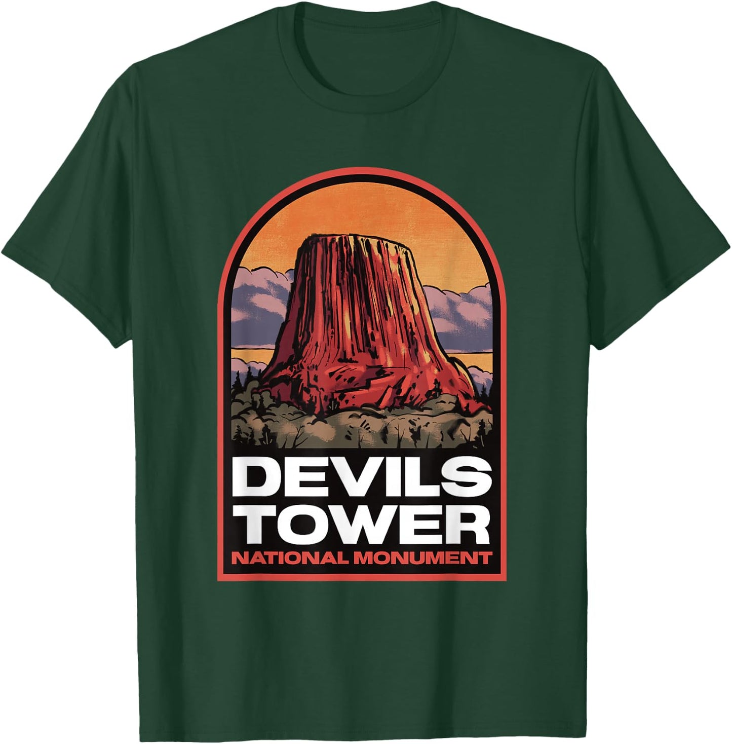 Devils Tower Wyoming Vintage Travel T-Shirt - T-Shirt | Forest