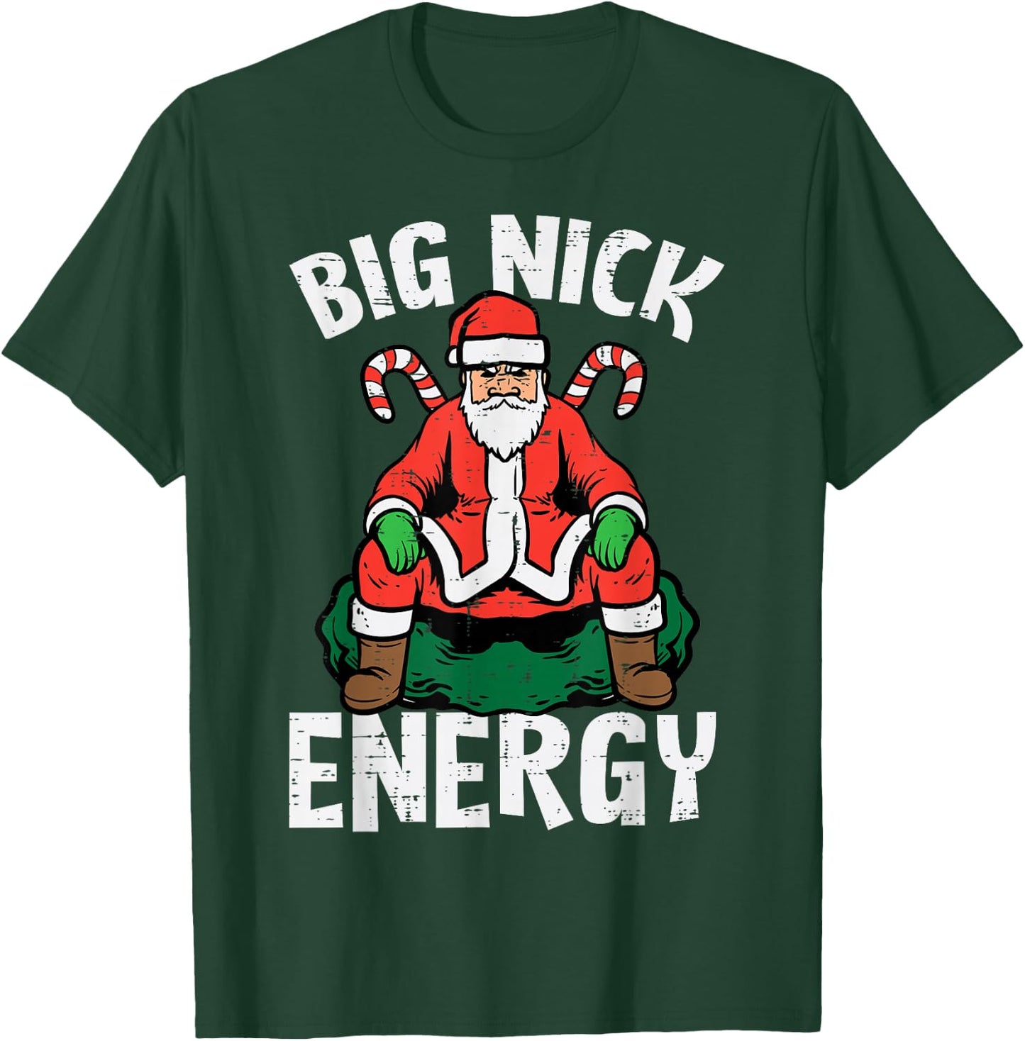 Big Energy Santa Funny Xmas PJs Christmas Party Adult Men T-Shirt - T-Shirt | Forest